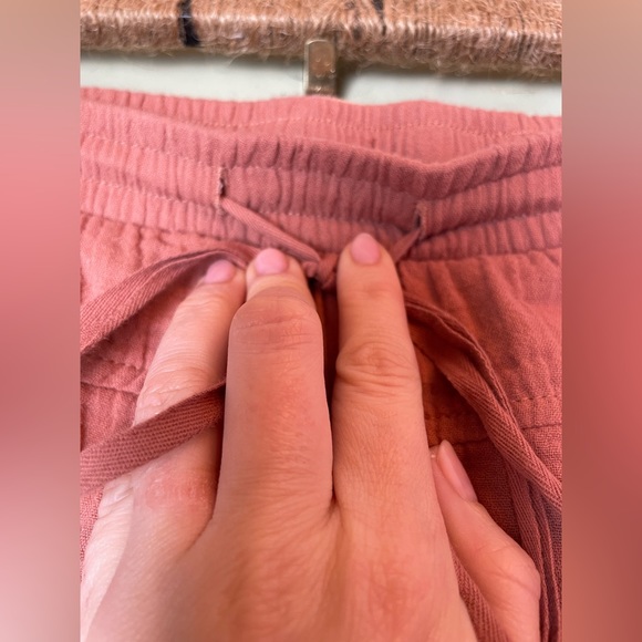 Like New 100% Cotton Relaxed Tie Waist Pants Dusty Rose Brown Large - Picture 4 of 12